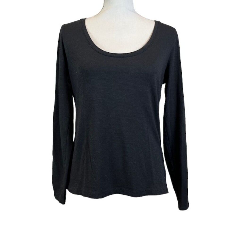 Joie Scoop Neck Long Sleeve Black Top Stretch Size‎ Medium